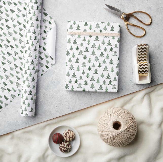 Papier Cadeau Sapin de Noël vert rustique moderne (Artisanat)