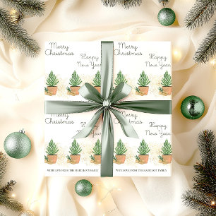 Papier Cadeau Sapin en pot et cadeau de Noël personnalisé
