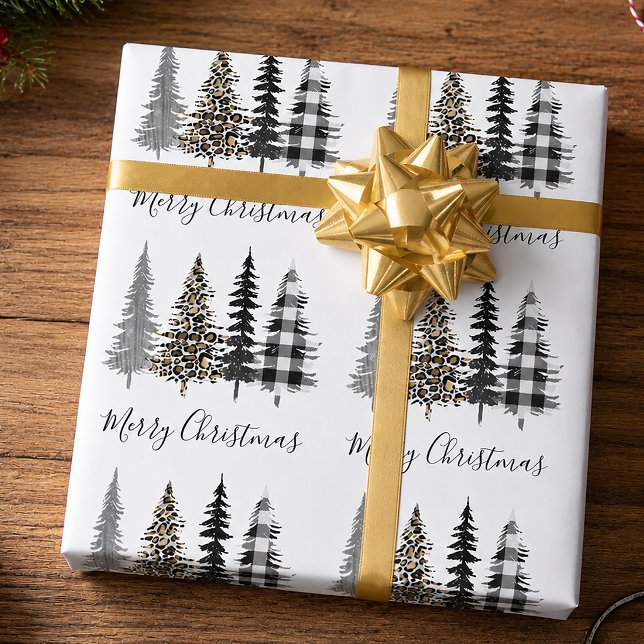 Papier Cadeau Sapins de Noël de Ferme (Glam Farmhouse Christmas Wrapping Paper)