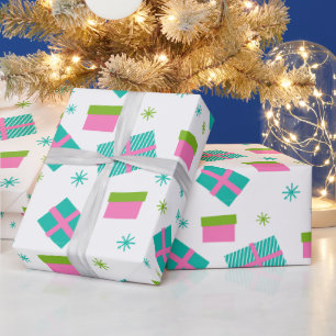 Papier Cadeau Sapins de Noël et Cadeaux Moderne Noël