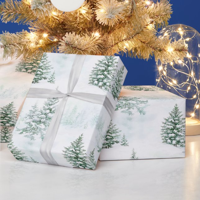 Papier Cadeau Sapins de Noël Hiver   (Vacances)
