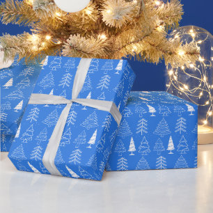 Papier Cadeau sapins de Noël Pin Nature Forêt Xmas aquarelle