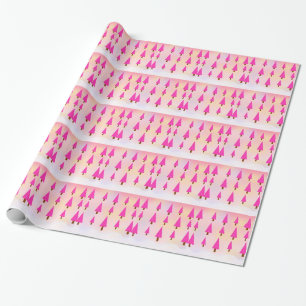 Papier Cadeau Sapins de Noël roses