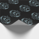 Papier Cadeau Sapphire 45e anniversaire mariage traditionnel<br><div class="desc">Un design pour célébrer 45 ans de mariage. Ce design a un design couleur bleu (couleur traditionnelle) couleur laurier sur un arrière - plan noir. Sapphire est le cadeau traditionnel pour cette occasion. Le texte dit Sapphire 25 ans anniversaire. Un design romantique pour célébrer votre 25e année de mariage. Si...</div>