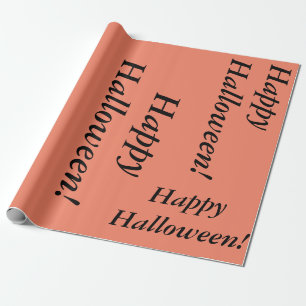 Papier Cadeau saumon couleur Happy Halloween script cursif simp