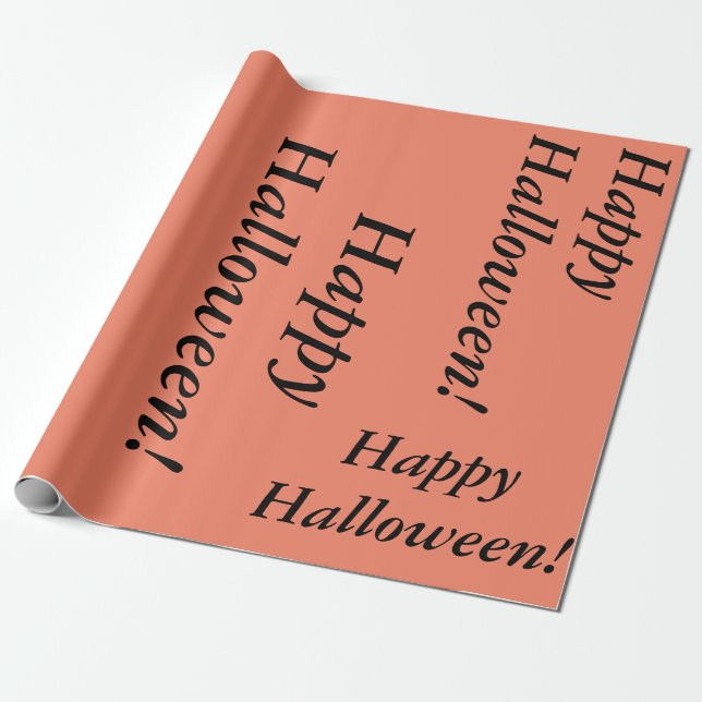 Papier Cadeau saumon couleur Happy Halloween script cursif simp (Déroulé)