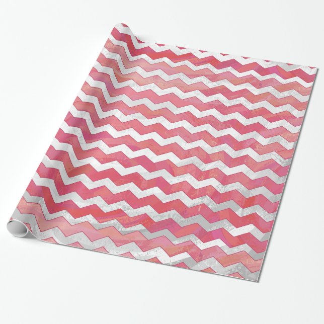 Papier Cadeau Saumon Swirl Chevron Motif (Déroulé)