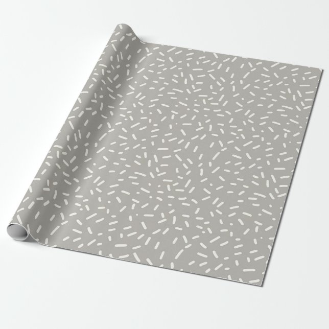 Papier Cadeau Saupoudrer de confetti blanc sur gris clair (Déroulé)