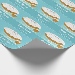 Papier Cadeau Saupoudrer de trous de Donut Baby shower bleu