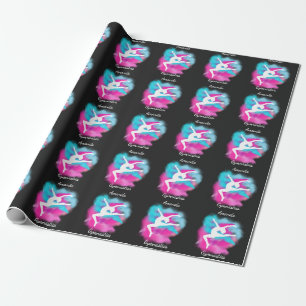 Papier Cadeau Saut de gymnastique Rose Bleu Bombe de couleur ave