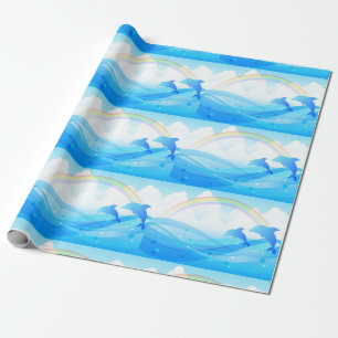 Papier Cadeau Sauts de dauphins bleus