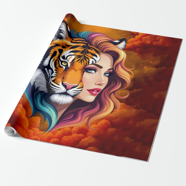 Papier Cadeau Sauvage intérieur – Déesse de l'esprit du tigre.  (Déroulé)