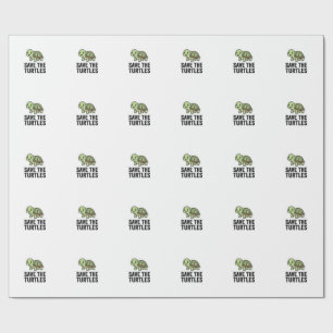 Papier Cadeau Sauver Les Tortues Vintage Tortue Conservation T-S