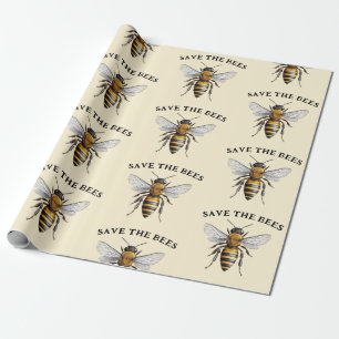 Papier Cadeau Sauvez le beige des abeilles