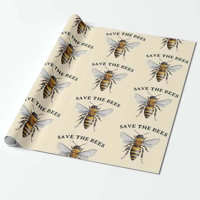 Papier Cadeau Sauvez le beige des abeilles (Déroulé)