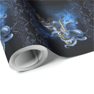Papier Cadeau Saxophone de musique avec poulpe