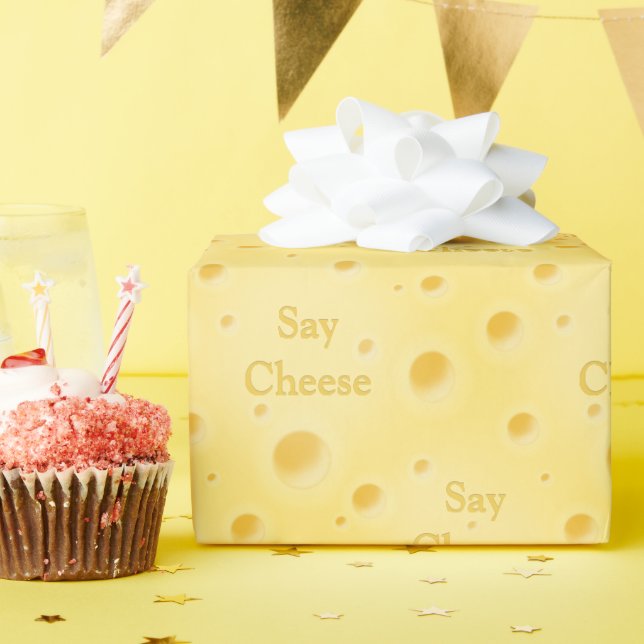 Papier Cadeau "Say Cheese" Fromage suisse crémeux sur mesure (Fête d'anniversaire)