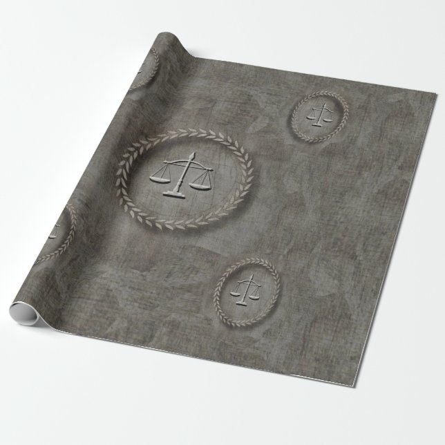 Papier Cadeau Scales de justice Gritty Grey Gift Wrap (Déroulé)