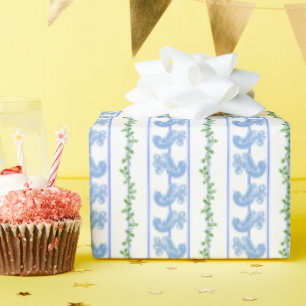 Papier Cadeau Scandi Blue Bird Green Ivy Stripe