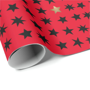 Papier Cadeau Scandinave Design Black et Gold Star envelopper ca