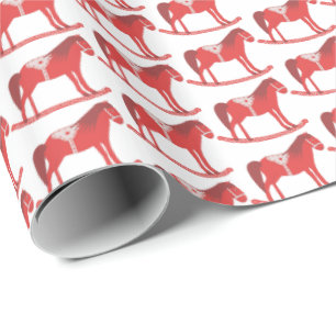 Papier Cadeau Scandinave Noël Cheval Rocking Motif