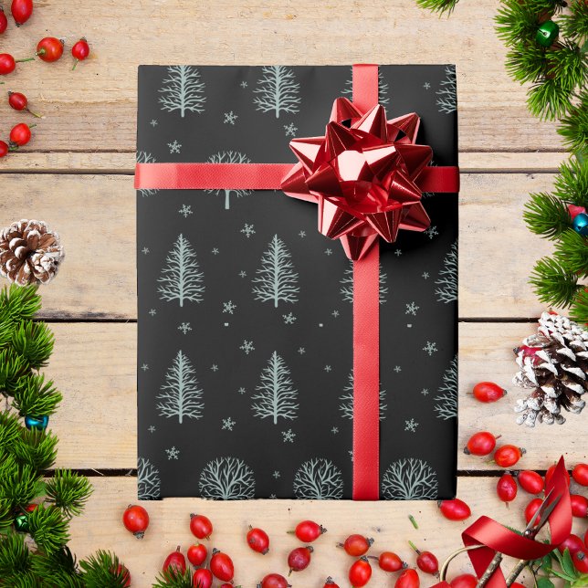 Papier Cadeau Scandinavie Nordic Christmas Trees Snowflakes (Créateur téléchargé)