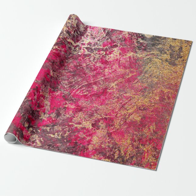 Papier Cadeau Scarlet et marbre d'or (Déroulé)