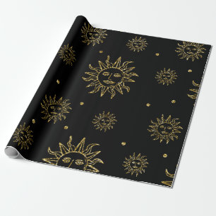 Papier Cadeau Scary Gold Black Goddess Celestial Halloween cadea