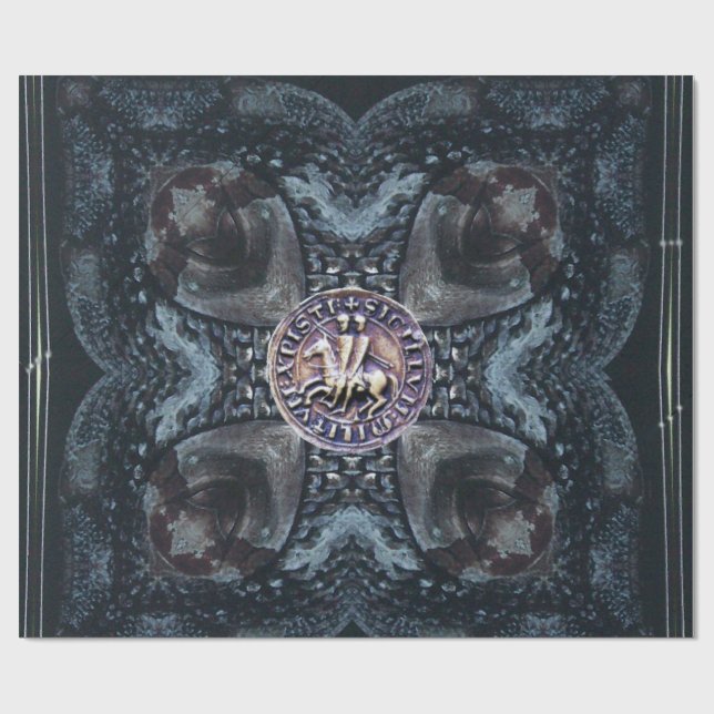 Papier Cadeau SCEAU DU MODÈLE DES CHEVALIERS SUR FER CROISÉ Noir (Plat)