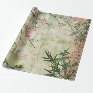 Papier Cadeau Scène de jardin de fleurs de cerisier (5)