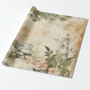 Papier Cadeau Scène de jardin de fleurs de cerisier (8)