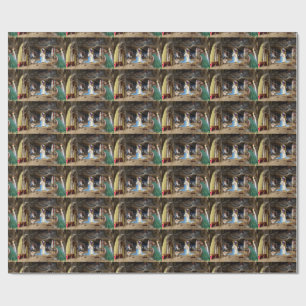 Papier Cadeau Scène de la Nativité de Noël antique