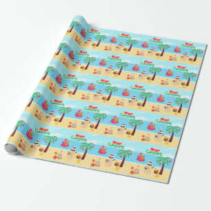 Papier Cadeau Scène de Noël de plage