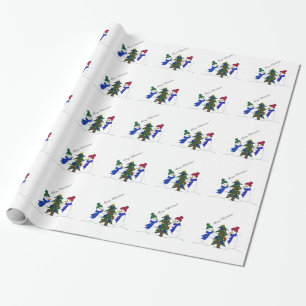 Papier Cadeau Scène hivernale de bonhomme de neige
