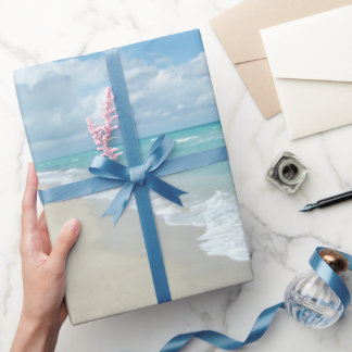 Papier Cadeau Scène Tropical Blue Beach