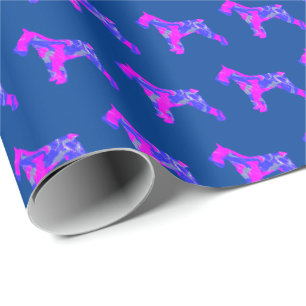 Papier Cadeau Schnauzer Chien Silhouette rose/bleu cadeau bleu