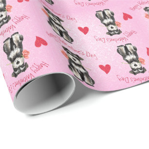 Papier Cadeau Schnauzer de rose de Valentine mini