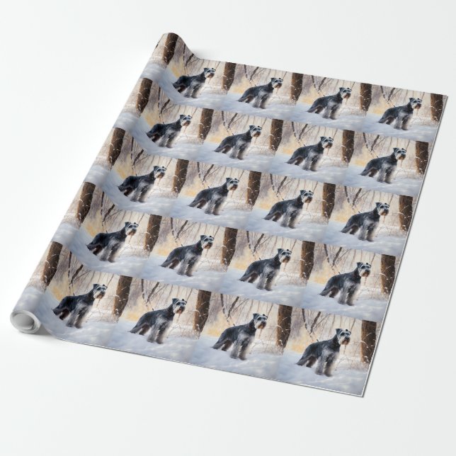 Papier Cadeau Schnauzer Qu'il neige Noël (Déroulé)