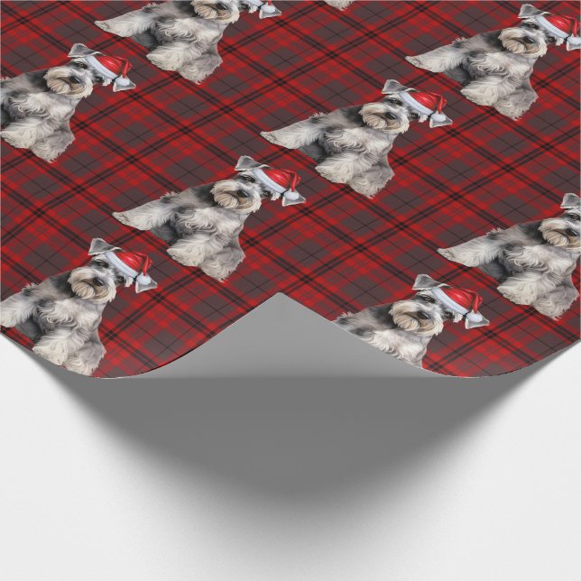 Papier Cadeau Schnauzer Santa Dog Holiday Plaid Christmas (Coin)