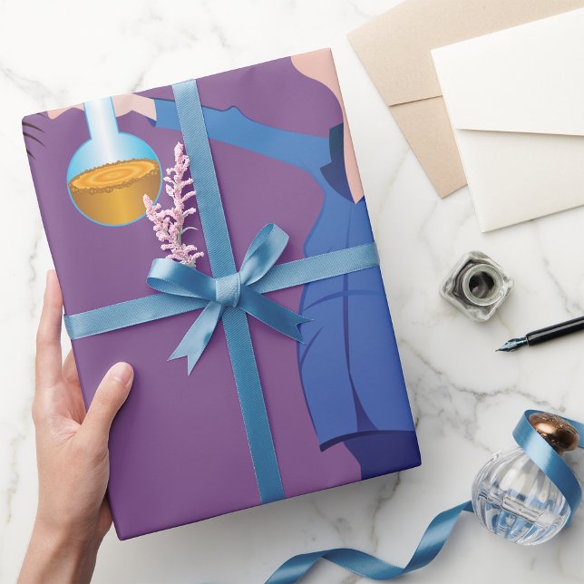 Papier Cadeau Scientifique Fou Tenant un Bécher Amusant Science (Créateur téléchargé)