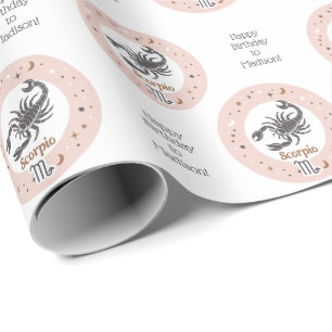 Papier Cadeau Scorpion de signes zodiac texte personnalisé