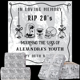 Papier Cadeau Scribble RIP 20s Death to My Youth 30th Birthday