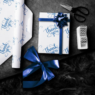 Papier Cadeau Script bleu simple   Douche Cérulean Flourish