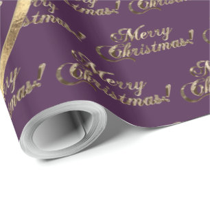 Papier Cadeau Script de la gamme Stephens Purple Faux Gold Foil