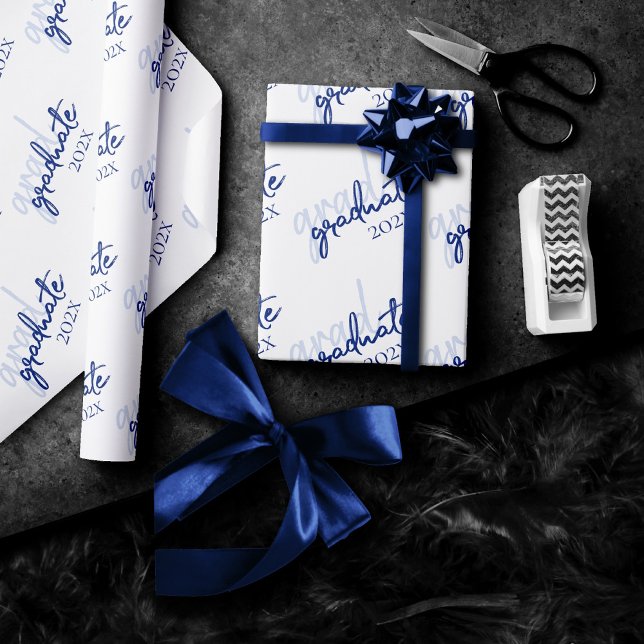 Papier Cadeau Script de la marine | Brush Keepsaké bleu foncé (Créateur téléchargé)
