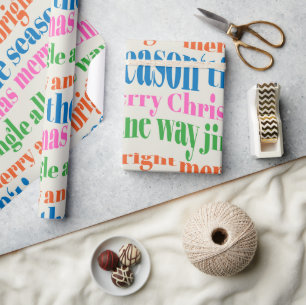 Papier Cadeau Script de Noël Merry & Bright Unique