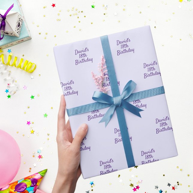 Papier Cadeau Script de nom violet violet de lavande (Créateur téléchargé)