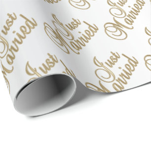 Papier Cadeau Script Or juste marié   MARIAGE
