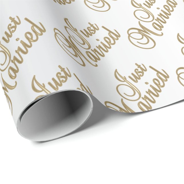 Papier Cadeau Script Or juste marié | MARIAGE (Coin rond)