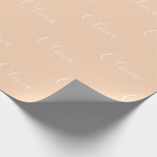 Papier Cadeau Script Pastel Peach Personnalisé (Coin)